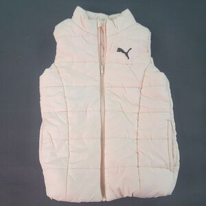 Puma Girls Puffer Vest Size 5/6 XS Pink Quilted Winter Jacket Sleeveless Coat
